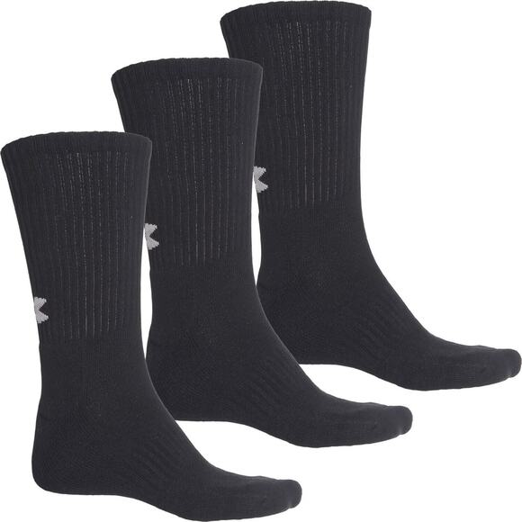 Under Armour Men’s Training Cotton Socks 3 Pairs Crew Black Shoe Size 12 –16 NWT - Picture 11 of 13